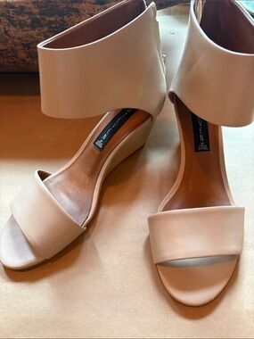 Steven By Steve Madden Blush Beige Ankle-Cuff Wedge Sandals